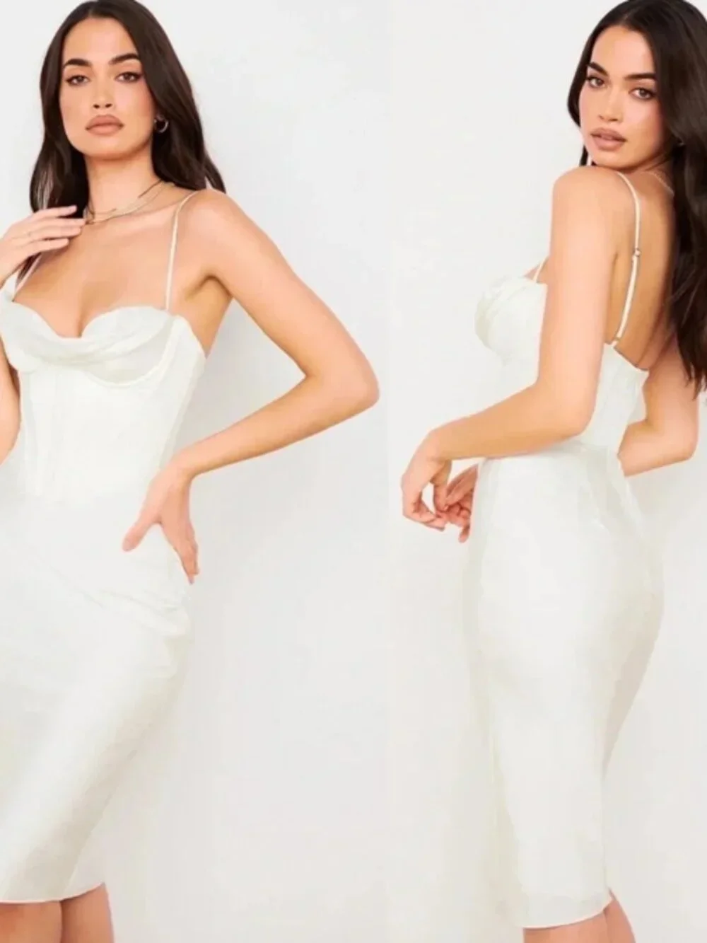 NWT House of CB Myrna Corset Satin Slipdress Medium Wedding Reception Cocktail